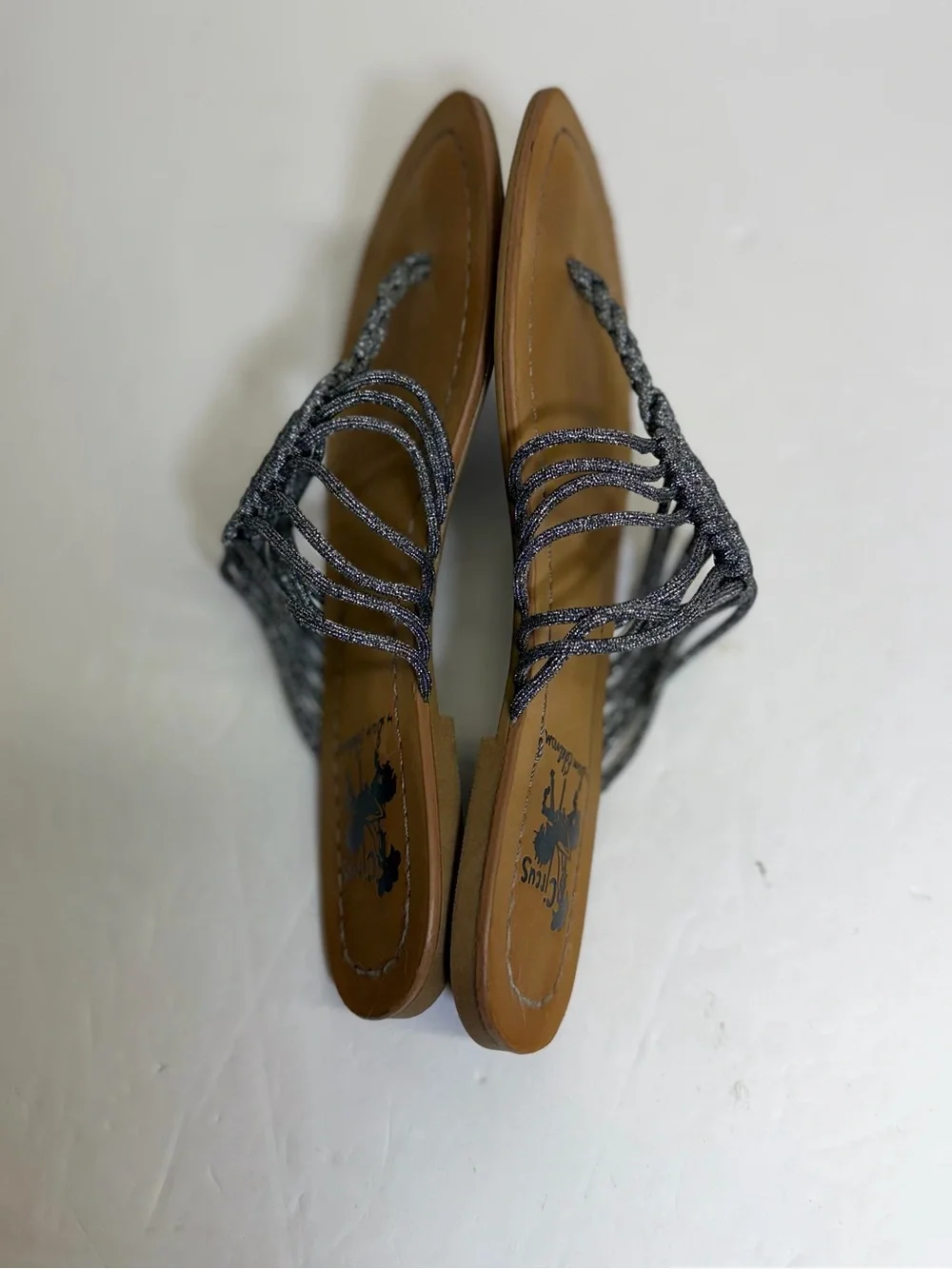 Circus by Sam Edelman Silver Braided T-Strap Sandals 7.5